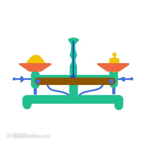 绿色托盘天平卡通实验教学器材